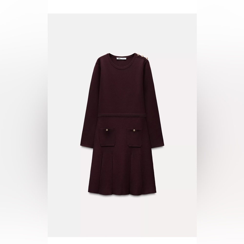 Zara Burgundy Long Sleeve Dress
